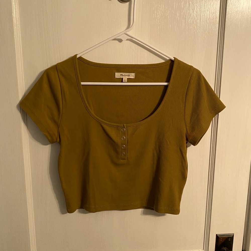 Ribbed mustard crop top